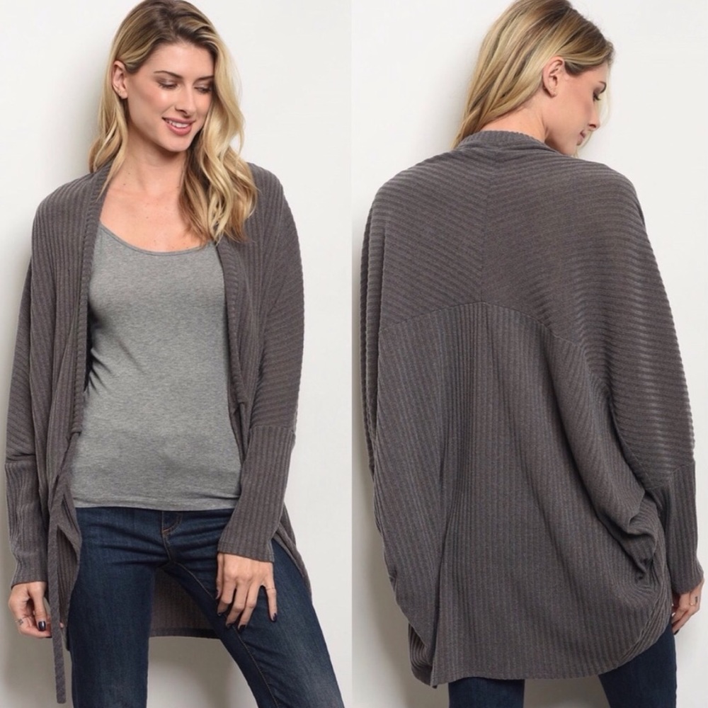 grey dolman sleeve cardigan - Picture 4 of 5
